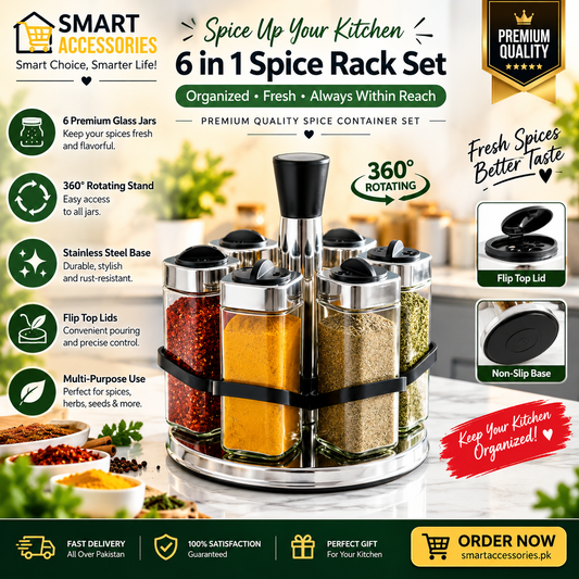 360⁰ Rotating Glass Spice Jar Carousel Set
