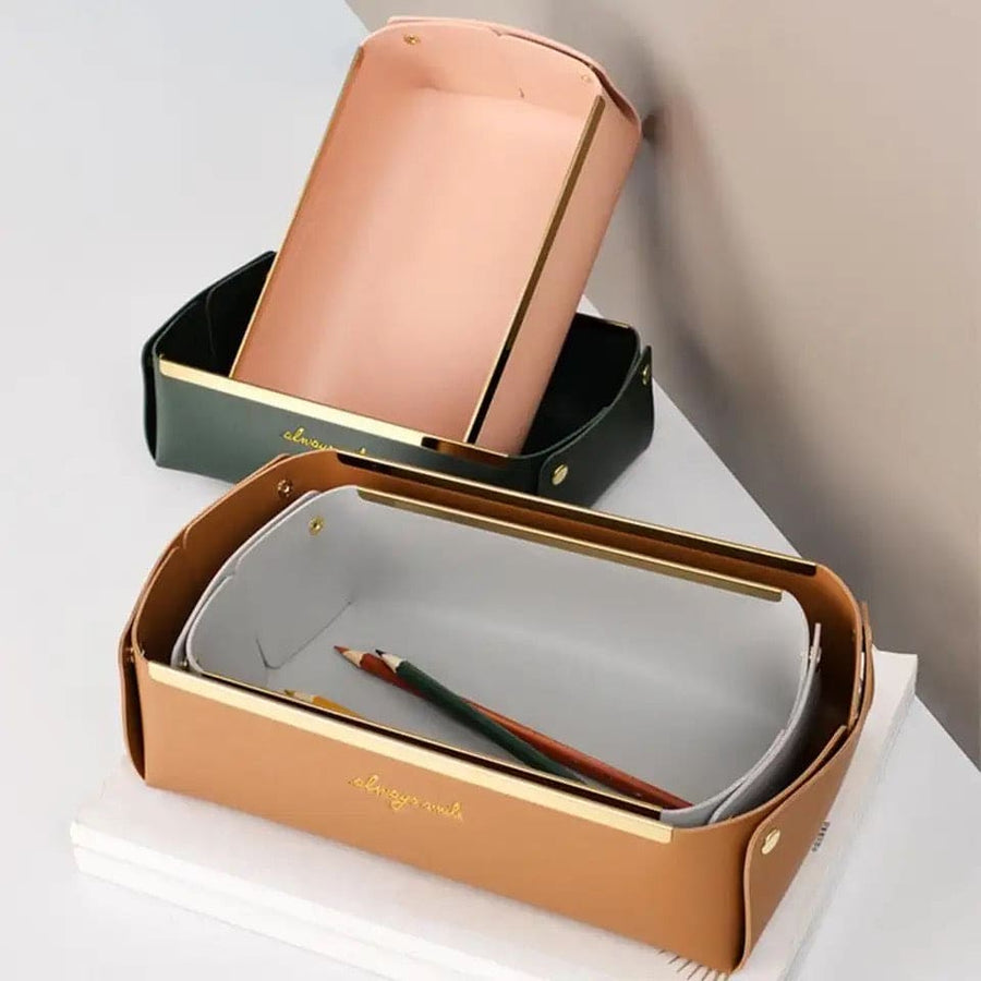 Premium Quality Desktop Leather Storage Tray Jewelry Organizer