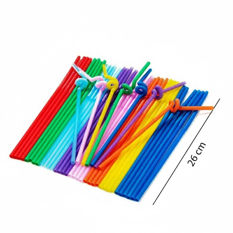 50pcs Flexible Disposable Multi-Color Plastic Straws