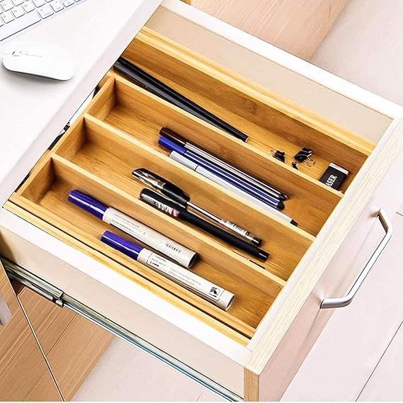 Adjustable Luxury Wooden bamboo Cutlery Organizer