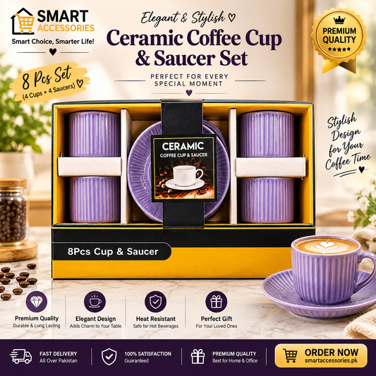 8Pcs Vintage Style Ceramic Quality Coffee Cup With Saucer Set