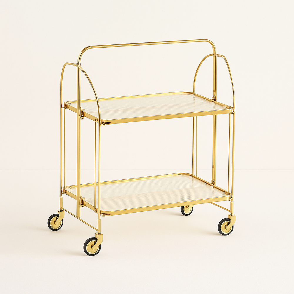 Modern Gold Folding Bar Cart Trolley