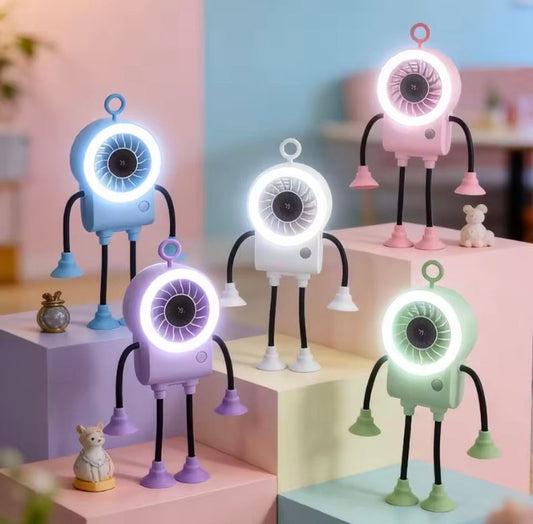 Mini Robotic Shape LED Fan With Adjustable Style