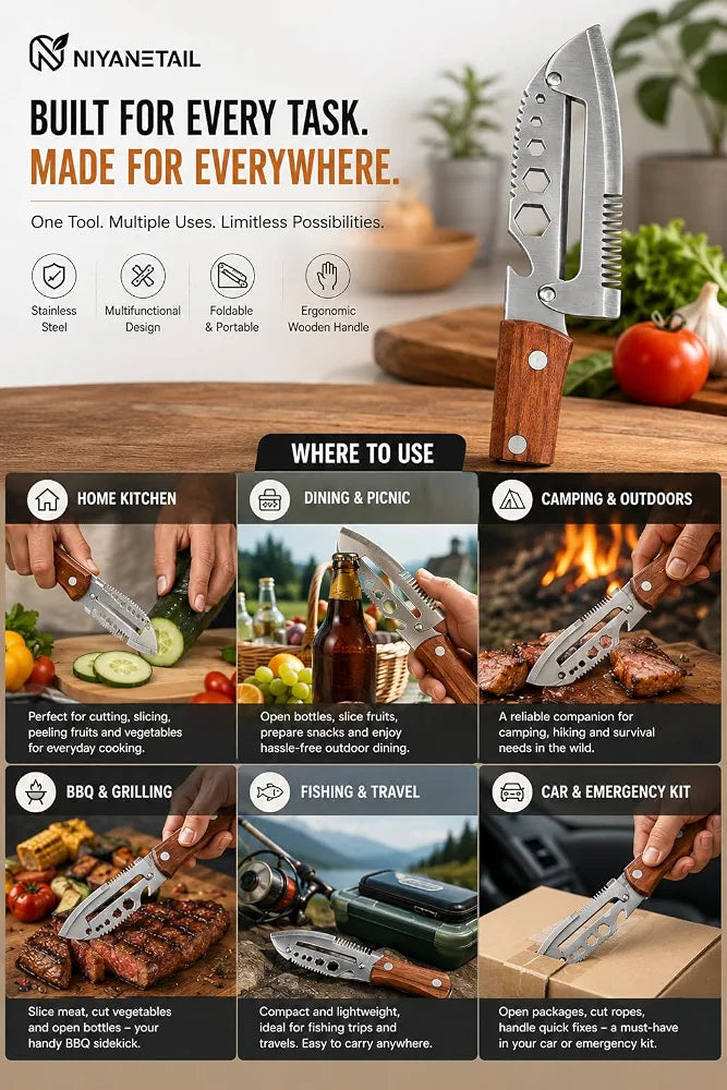 7-in-1 Multipurpose Kitchen Knife | Stainless Steel