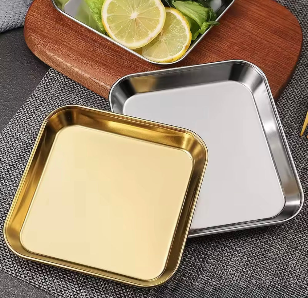 Luxury Square Stainless Steel Serving Tray