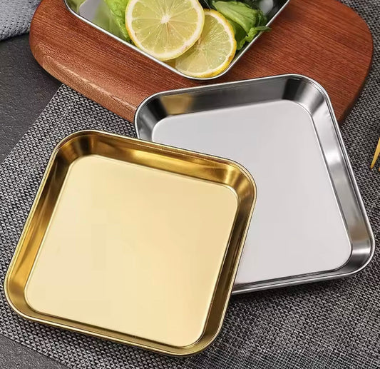 Luxury Square Stainless Steel Serving Tray