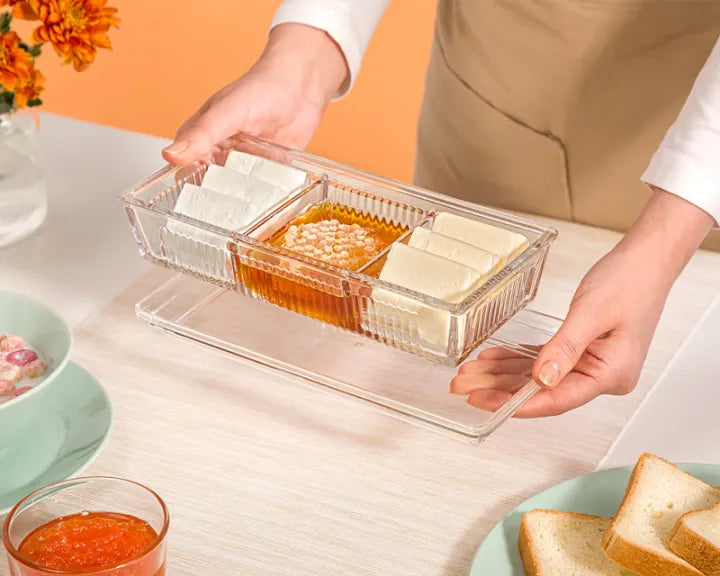 Limon Divido Glass Snack Tray with Lid