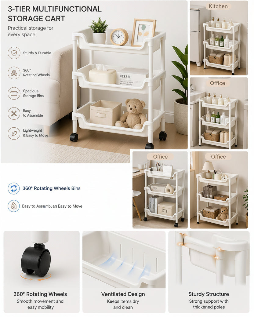 Multifunctional 3-Tier Storage Rack