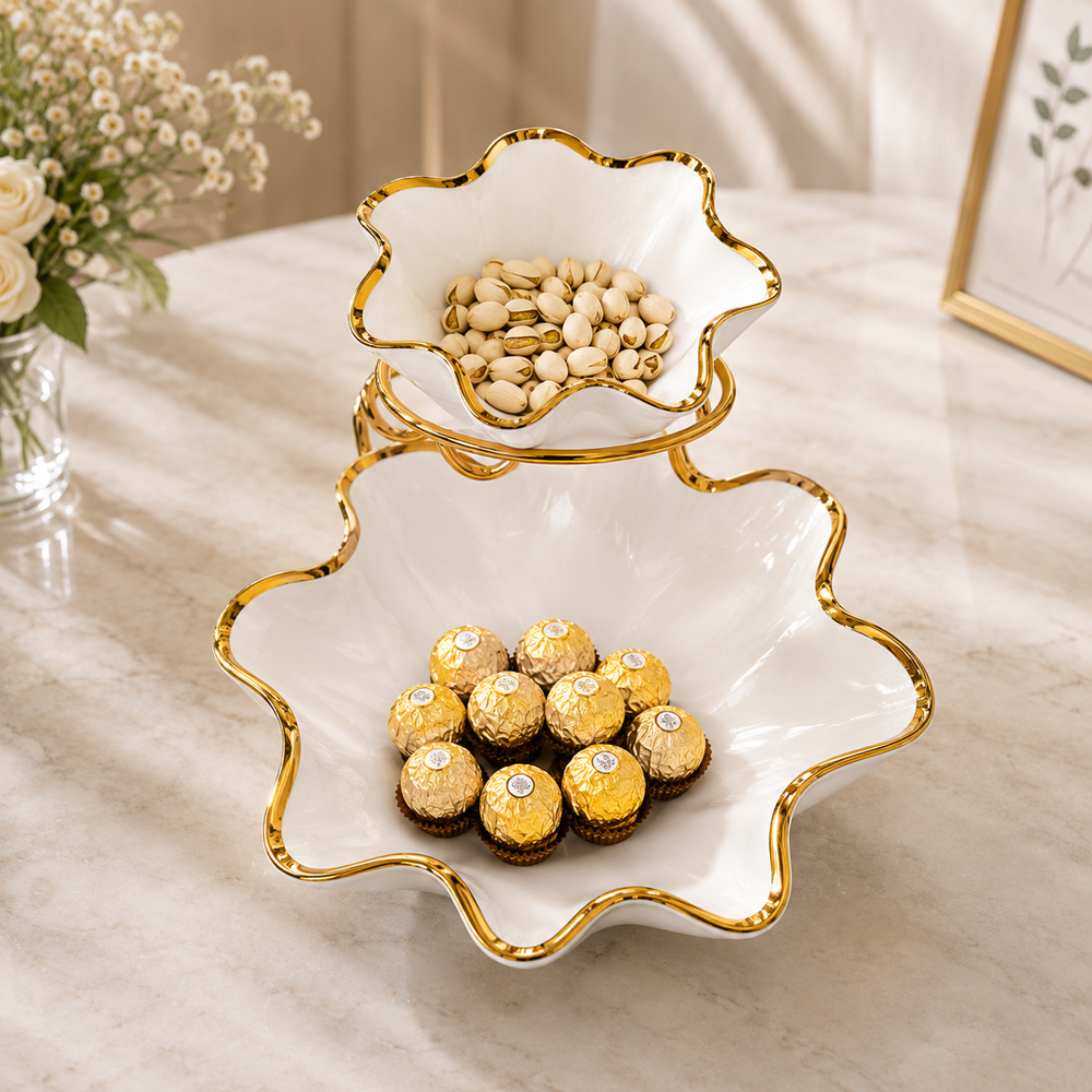 Elegant 2-Tier Serving Bowl Stand