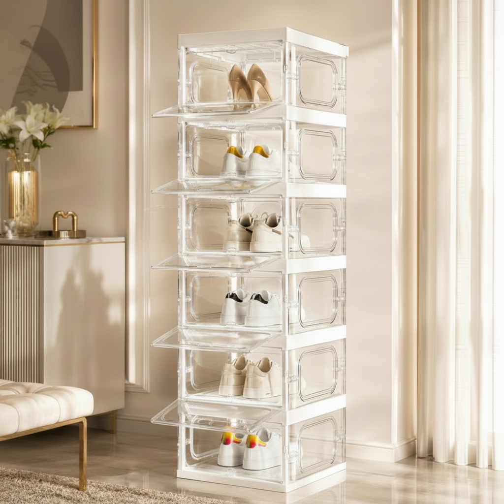 9 & 18 Compartments Transparent foldable Shoe Cabinet