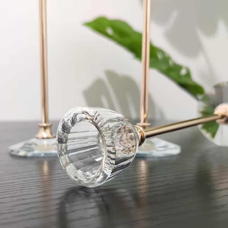 Golden Crystal Candle Holder With Metal Stand (3 Piece Set)