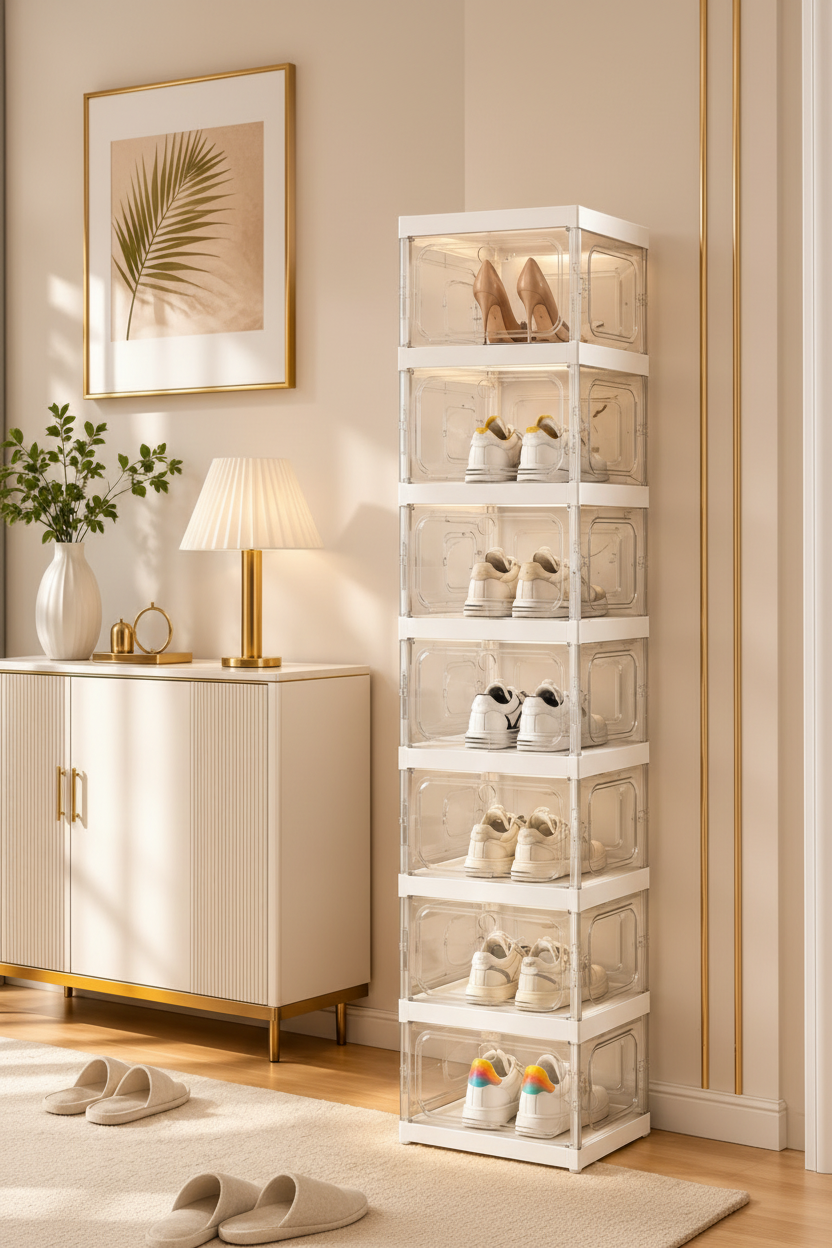 9 & 18 Compartments Transparent foldable Shoe Cabinet