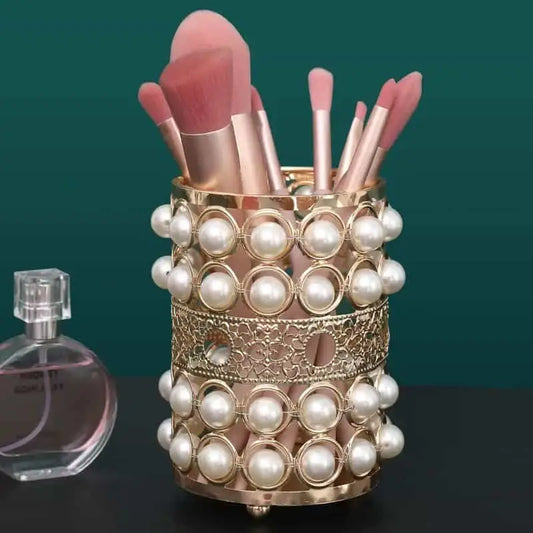 Round Golden Luxury Makeup Brush Holder
