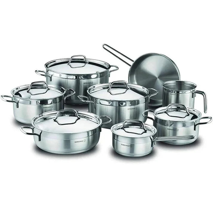 Korkmaz Alfa Grande 14 Pcs Stainless Steel Cookware Set