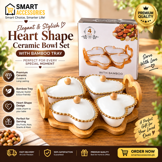 Heart Shaped Ceramic Serving Bowl Set