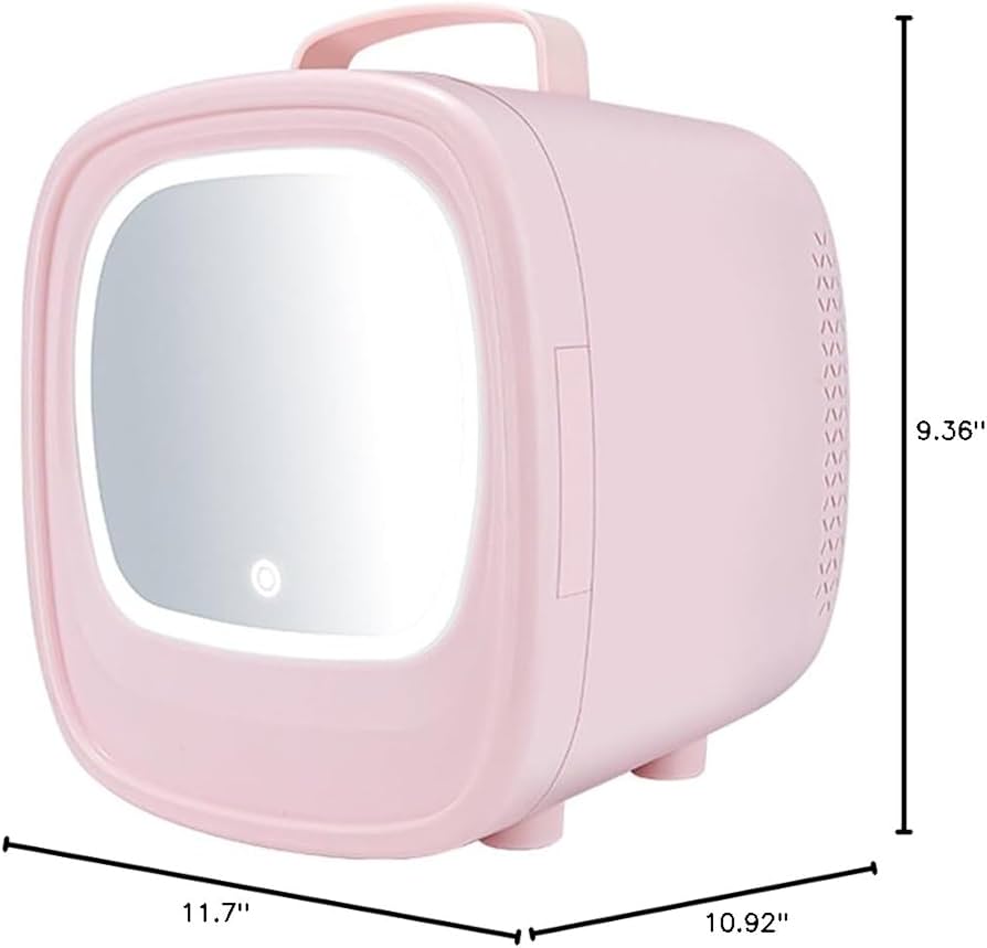 Portable Mini Fridge For Skin Care, Cosmetic Refrigerator With Mirror And LED