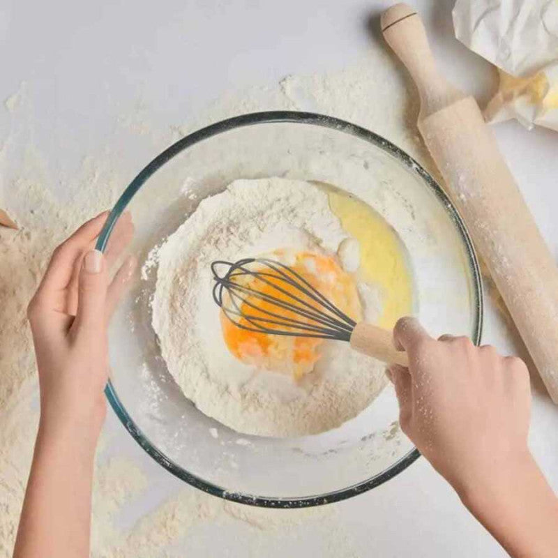 Silicone Hand Whisk With Wooden Handle