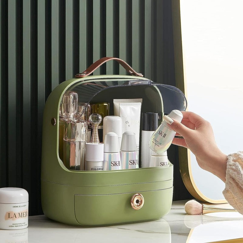 large-Capacity, Waterproof & Dustproof Makeup Organizer With Clear Lid & Drawer