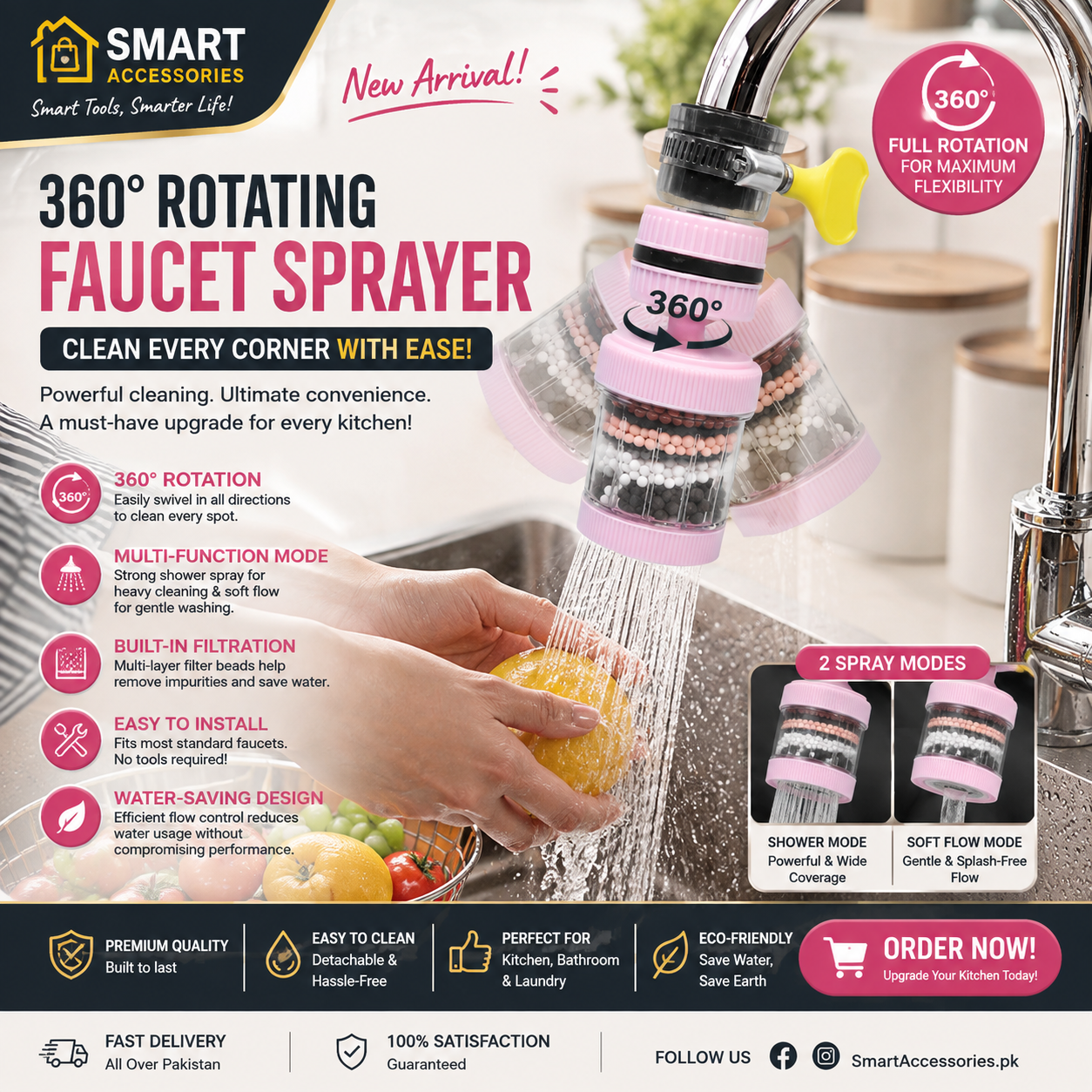 6 Layer Filtration 360⁰ Rotating Faucet Sprayer Water Purifier