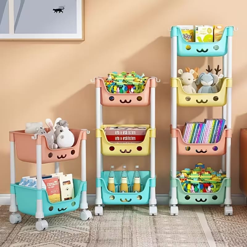 Multipurpose 3-Tier Cute Rolling Storage Trolley