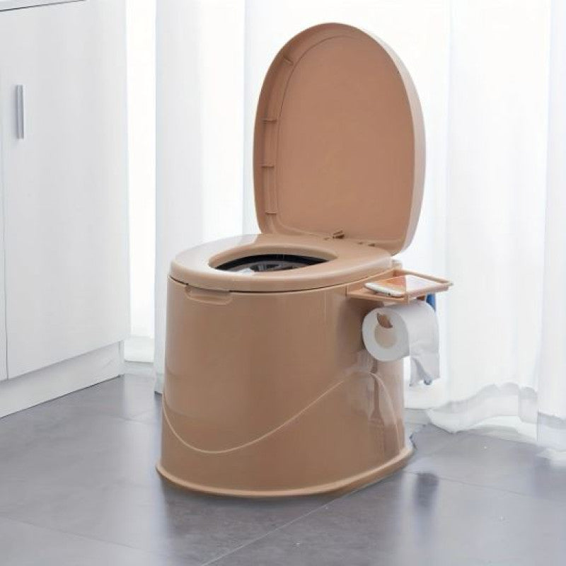 Portable Toilet with Lid with Paper Towel Holder, Travel Toilet Compact Bucket Seat