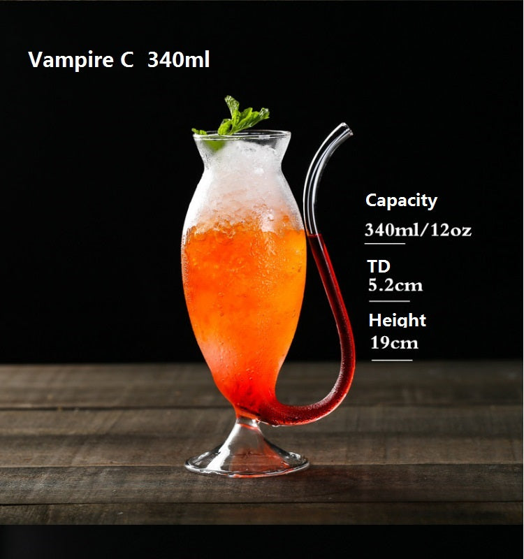 Creative Vampire Glass Cocktail Glass With Nordic Straws And Molecule Cocktail Glass