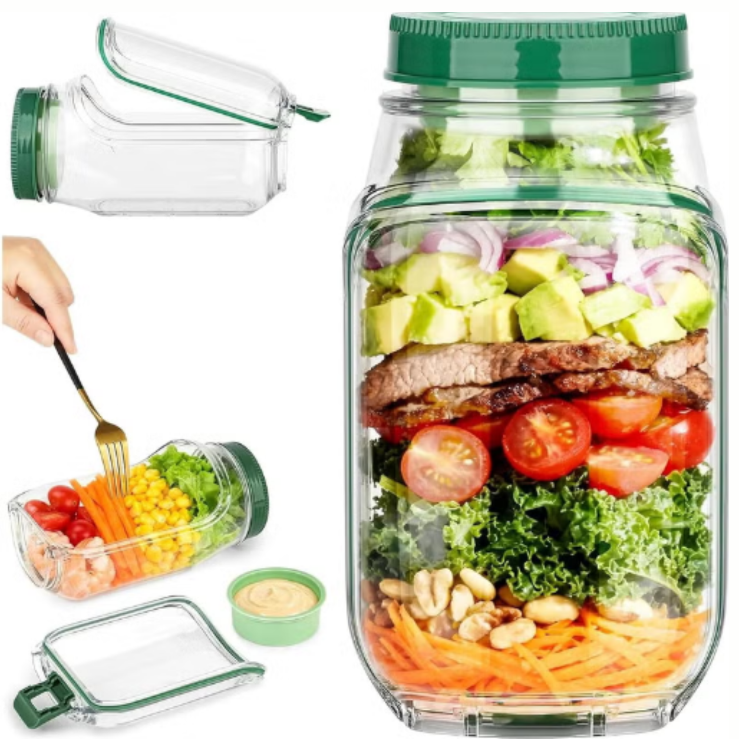 FreshPod Leakproof Salad & Meal Prep Jar with Dressing Container