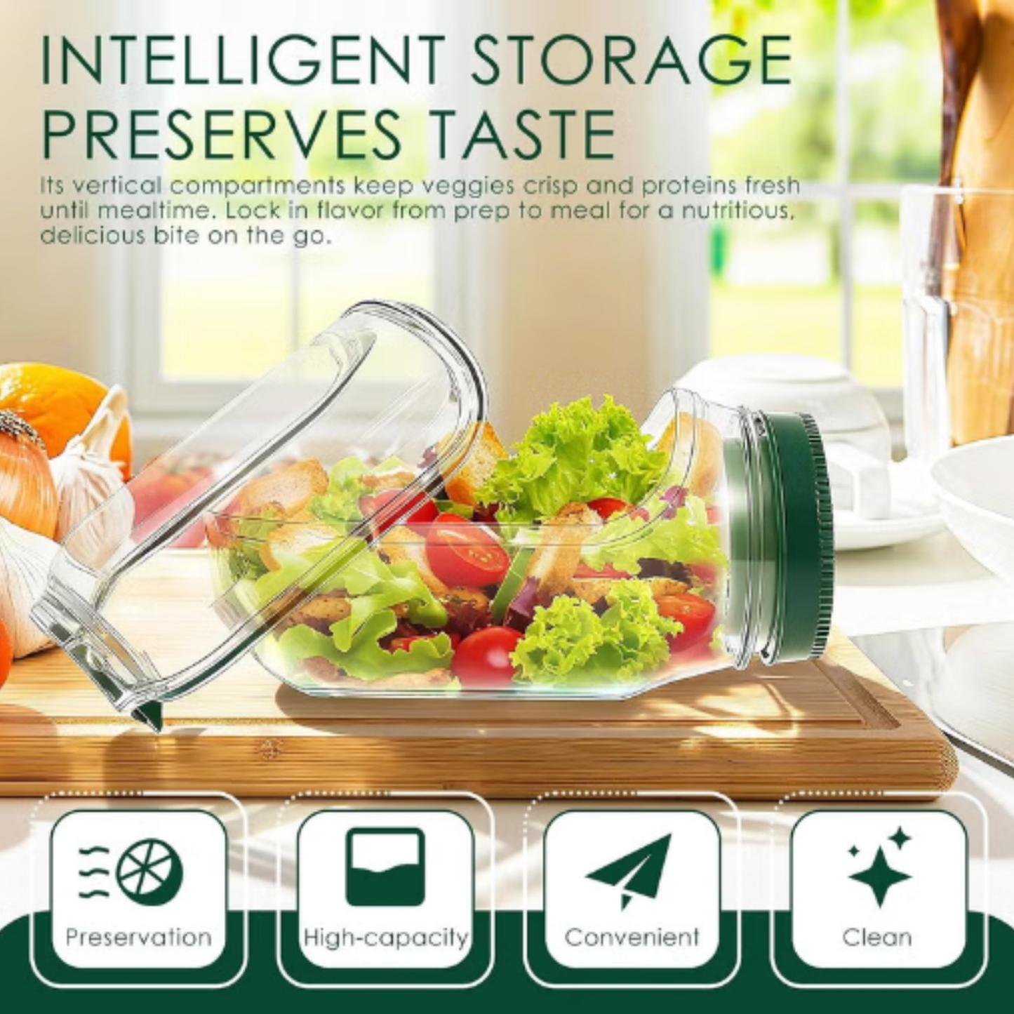FreshPod Leakproof Salad & Meal Prep Jar with Dressing Container