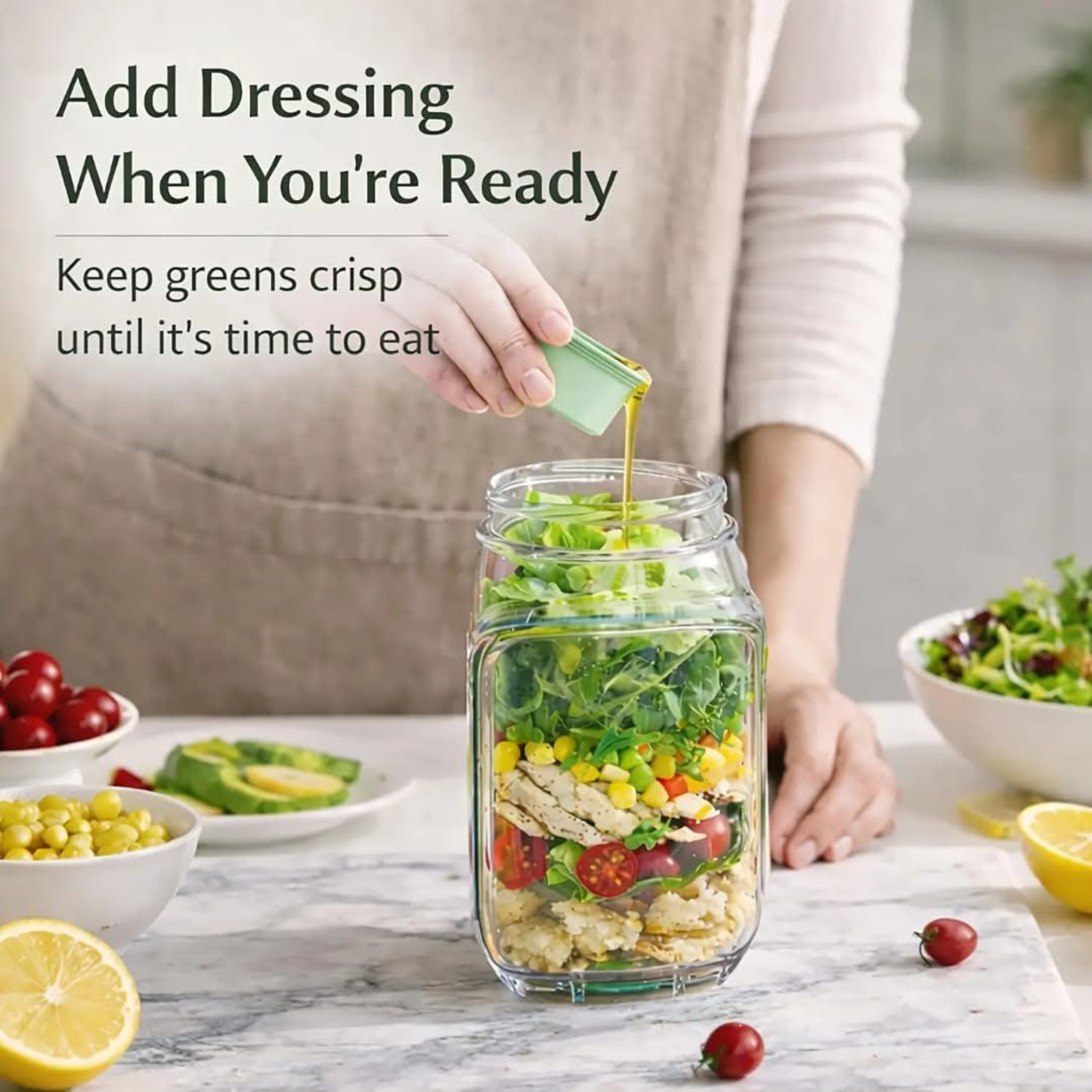 FreshPod Leakproof Salad & Meal Prep Jar with Dressing Container