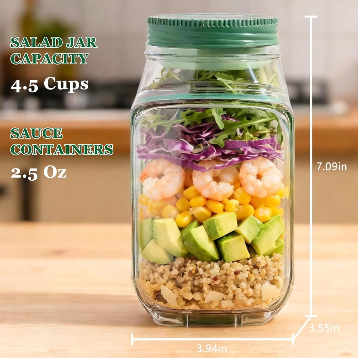 FreshPod Leakproof Salad & Meal Prep Jar with Dressing Container