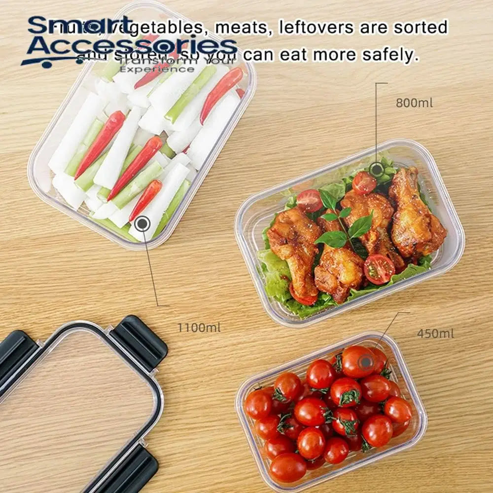 Set Of 3 Glass Food Container Refrigerator Meal Prep Containers