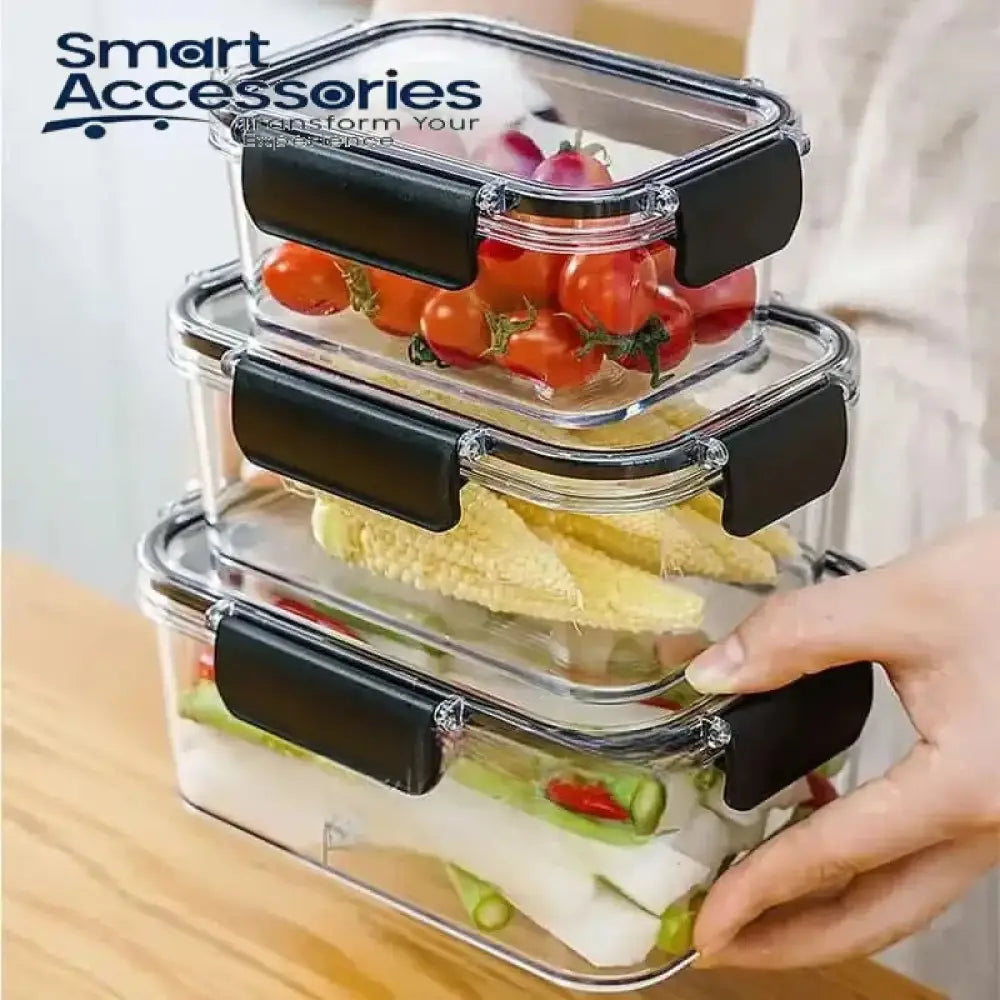 Set Of 3 Glass Food Container Refrigerator Meal Prep Containers