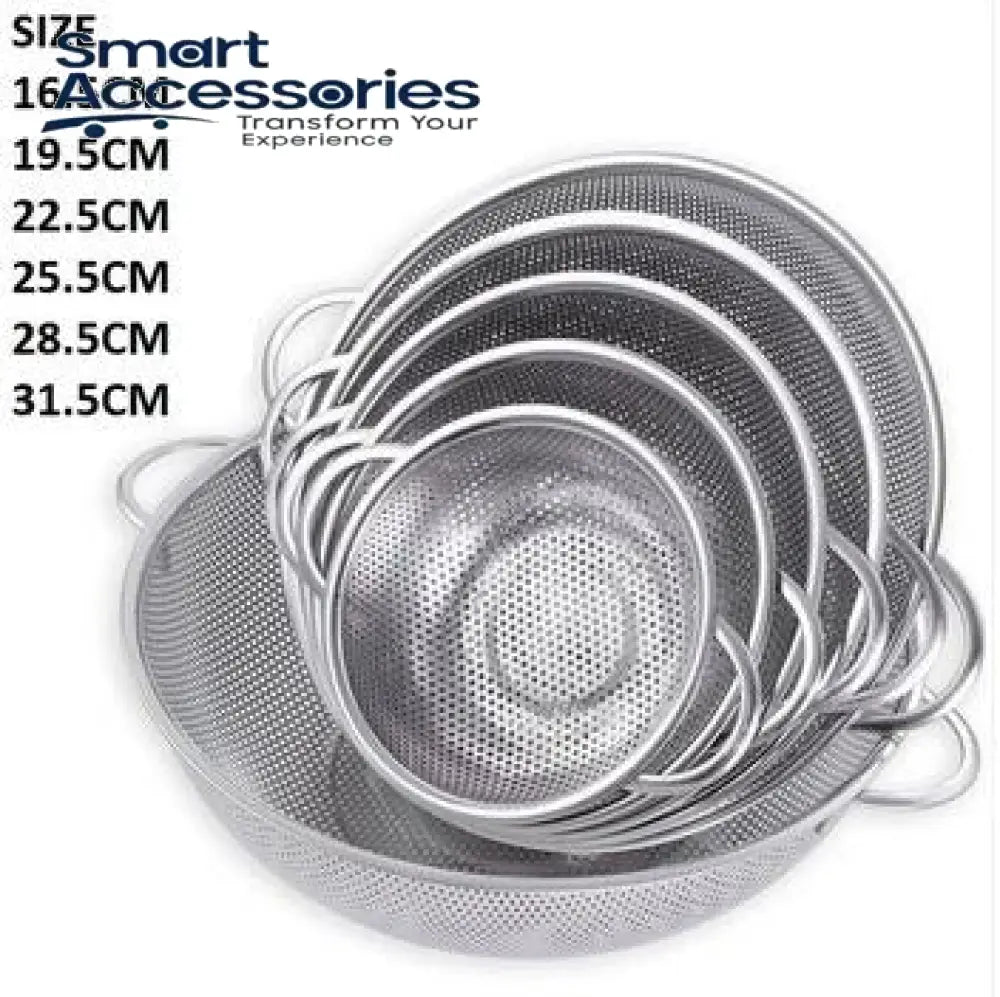 Set Of 6 Stainless Steel Punching Basket Kitchen Mesh Strainer Colander