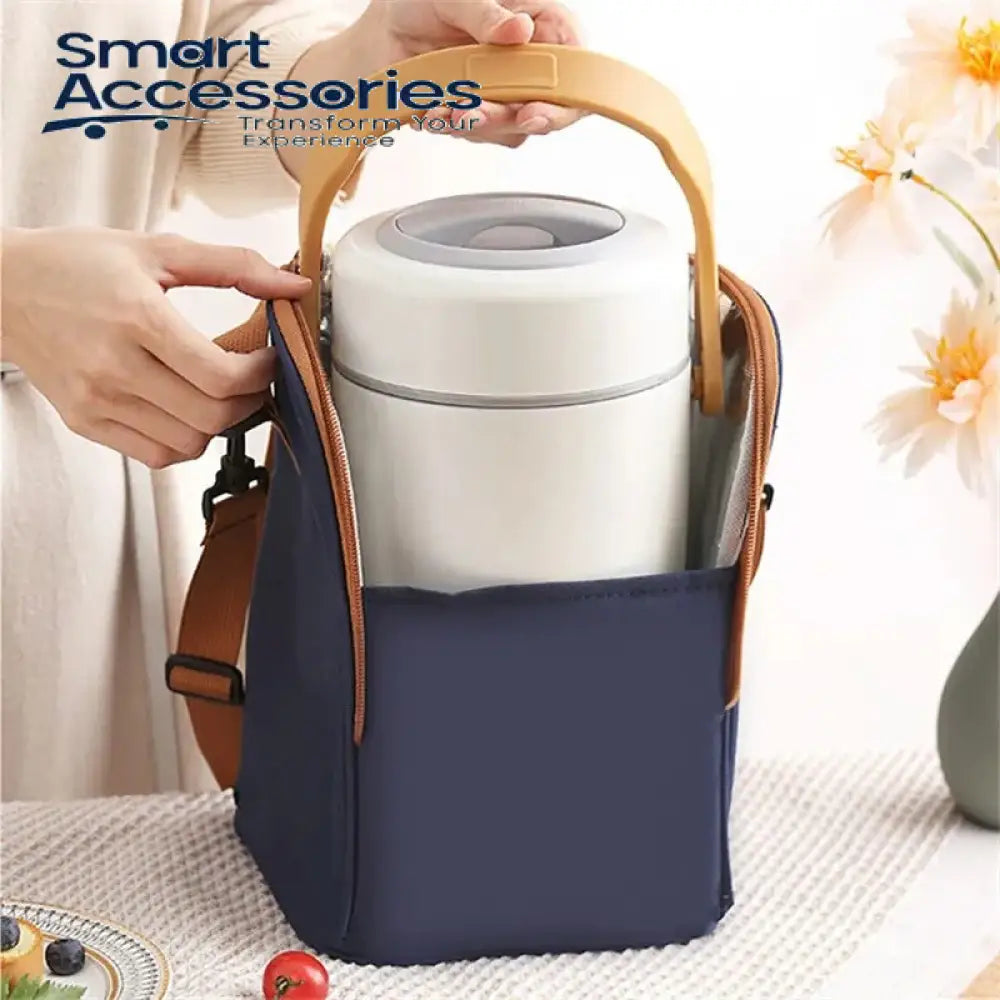 Stainless Steel 2 Layer Lunch Box With Thermal Bag