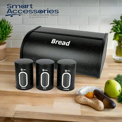 Stainless Steel Bread Box Black