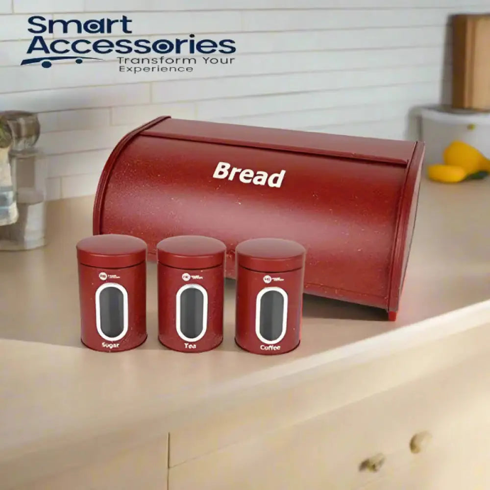 Stainless Steel Bread Box Red