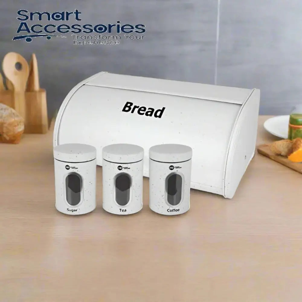 Stainless Steel Bread Box White