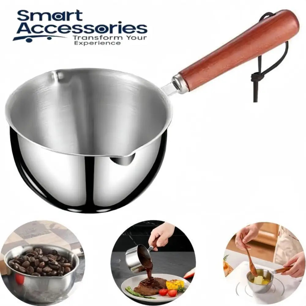 Stainless Steel Hot Oil Pot With Wooden Handle