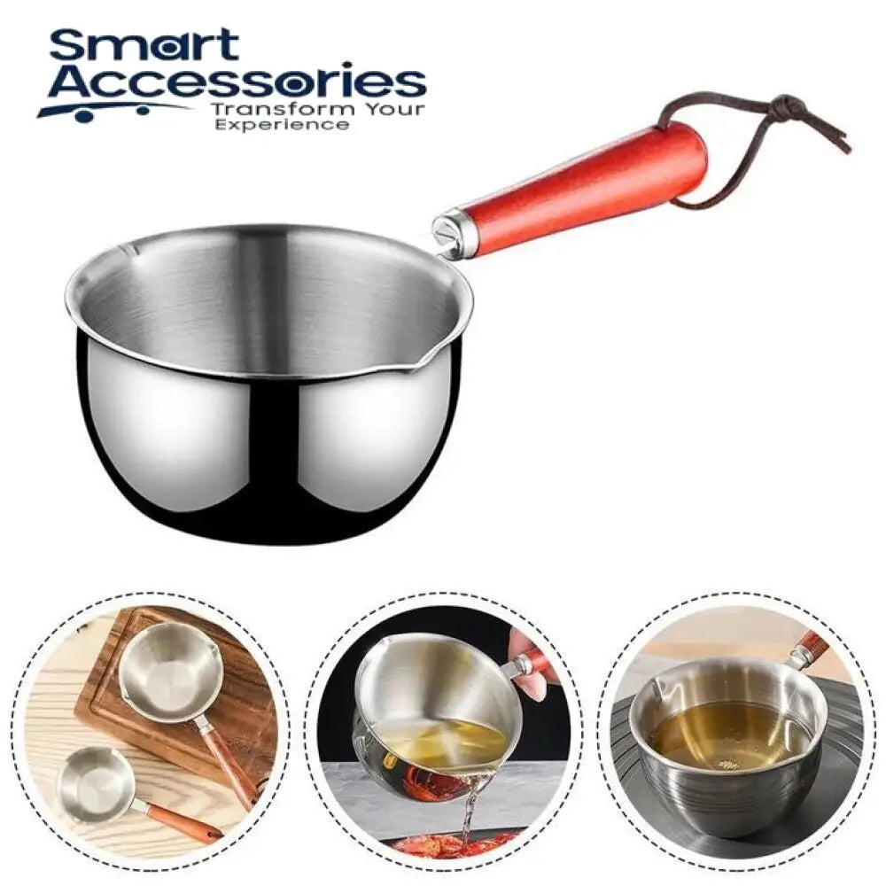 Stainless Steel Hot Oil Pot With Wooden Handle