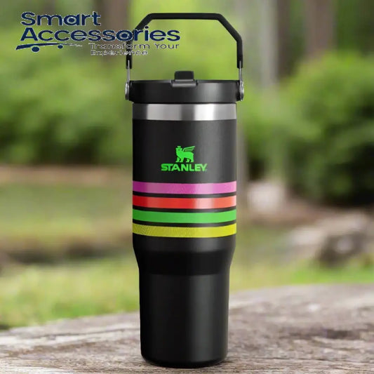 The Varsity Iceflow™ Flip Straw Tumbler | 30 Oz Black Neon