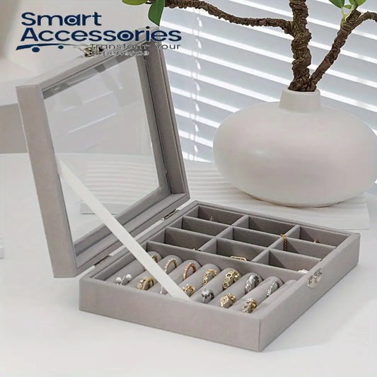 Velvet Rings & Earrings Organizer Storage Box
