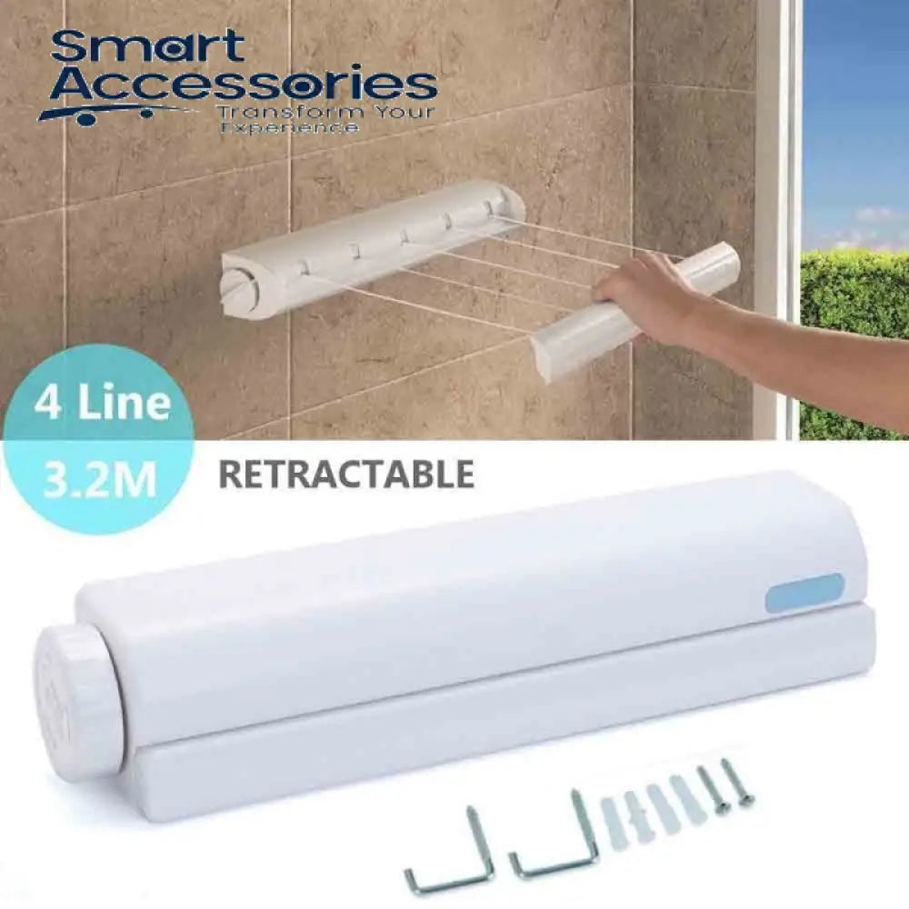 Mounted Retracable Rope Wall Mounted 4-Line Retractable Clothesline Rope 3.2M – Smart ...