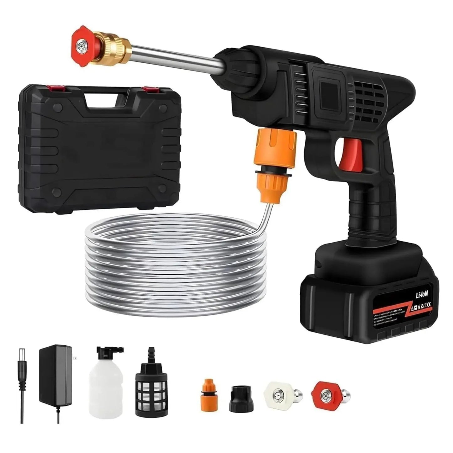 48V Cordless High Pressure Washer Gun – Rechargeable, Portable for Car, Bike & Solar Cleaning