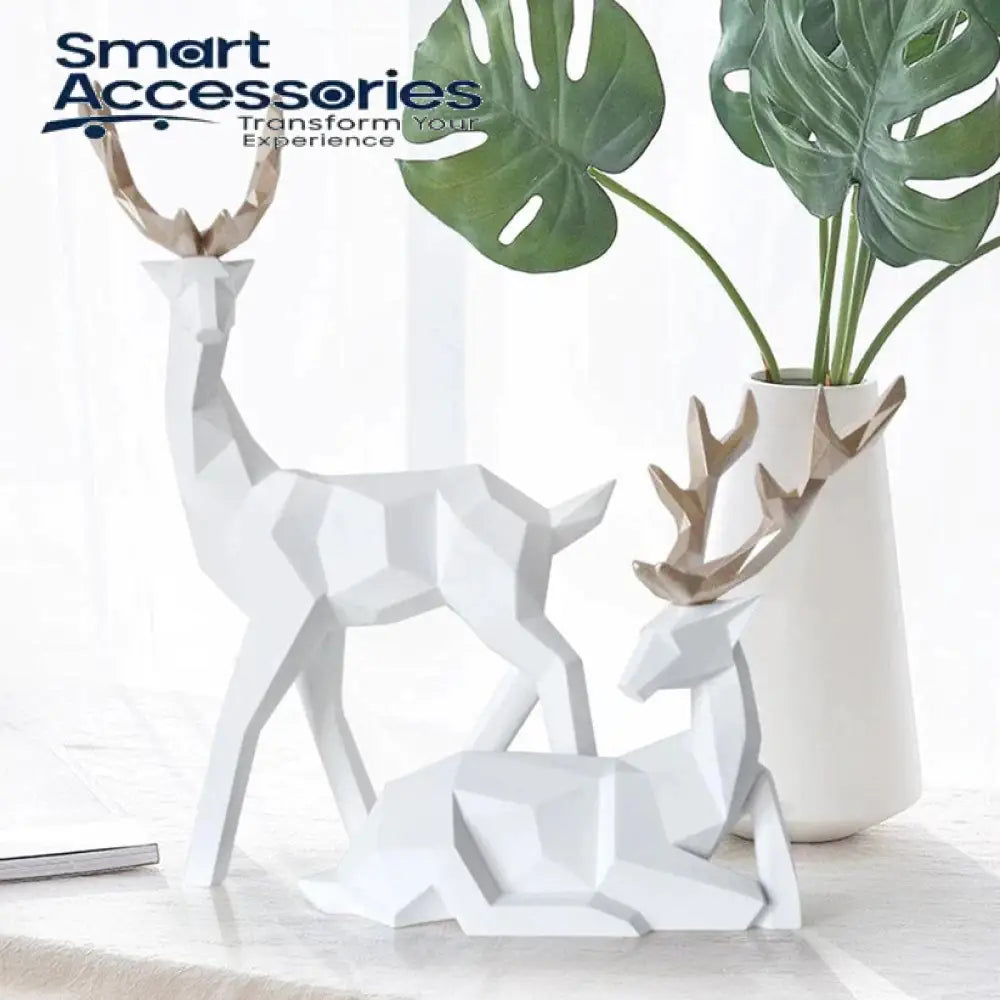 White Deer Figurines Pair Nordic Decoration