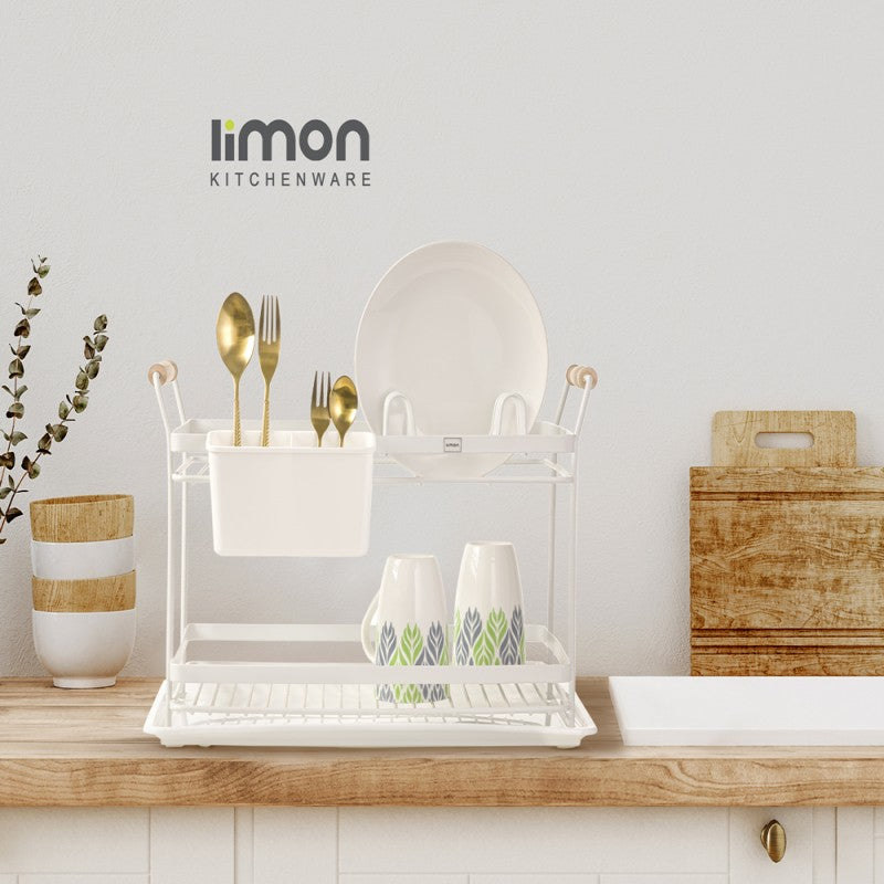 Limon Dish Rack With Wooden Handles 2 Floors